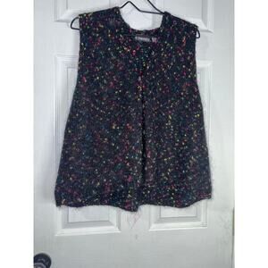 90’s Stefano Black MOHAIR Blend BUTTON UP VEST boxy V Neck Speckled Colors 26/28